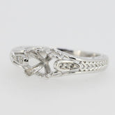 Sterling Silver Semi Mount Ring Setting Cushion CU 7x7mm Filigree Style R195 - Syzjewelry
